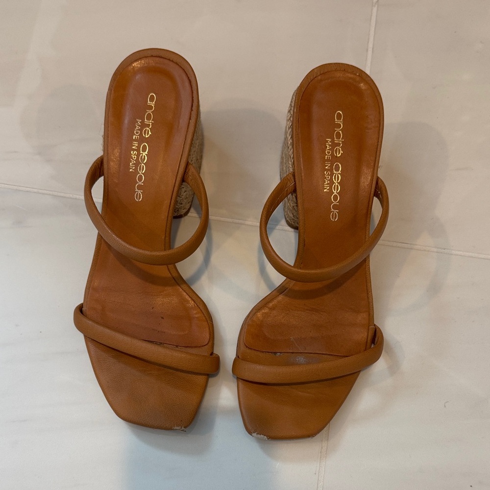 Andre Assous Brown Wedge Sandals